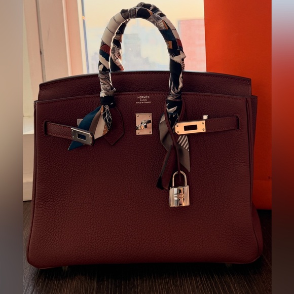 Hermes Handbags - Hermès Rouge H Togo Birkin 25 Silver 2024 original all Authentication included